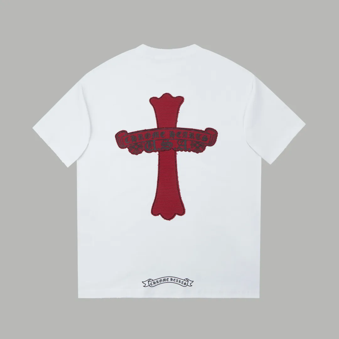 🅿️220 ✨CH✨🆕25SS Spring and Summer New Style Croix Heart ✝ Shelf logo patch hot rhinestone short sleeves Light luxury essential item for daily commuting for men and women Correct version Welcome to compare Detailed features · 260g 100% pure cotton double yarn jersey fabric · Special thickened 32 pieces of double-stranded 1X1 thread in the same vat · Double-needle stitching across seams · Original main mark, washed tag, brand moisture-proof paper packaging Color: white/black/grey Size: S/M/L/XL